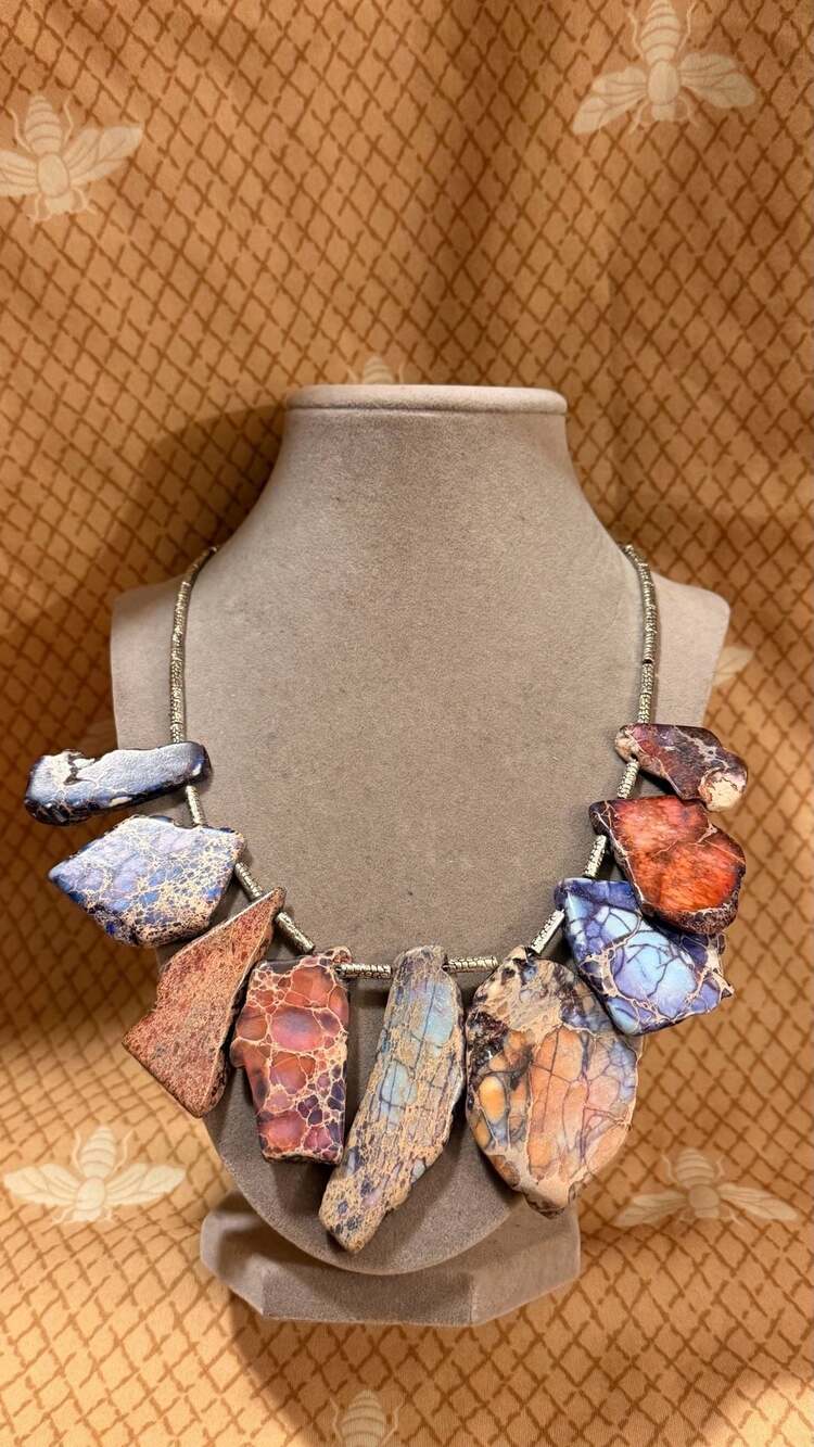 Impression Jasper Stone Slices Statement Necklace